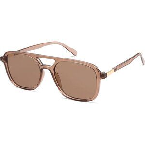 Sojos Women Mens Coffee Trendy Rectangle Retro Aviator Shades Sunglasses